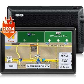 GPS Navigation for Car, Voice Turn Direction Lane Guidance, Trucker Car GPS, 7 inch Touch Screen Speed & Red Light Warning Vehicle GPS Navigator, North America Europe Maps Free Lifetime Map Update