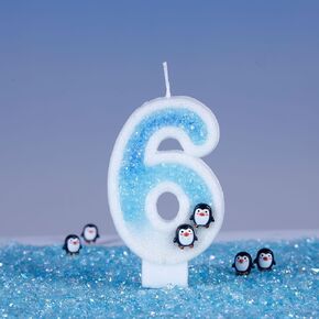 شموع البطريق رقم 9 شموع عيد ميلاد بموضوع المجرة، شمعة عيد ميلاد على شكل نهر القطب الجنوبي الجليدي، شموع رقم 9 لتزيين الكيك (رقم 9)