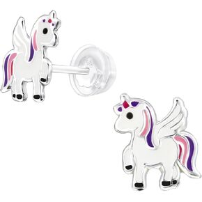 925 Sterling Silver Children's Rainbows and Unicorns Stud Earrings