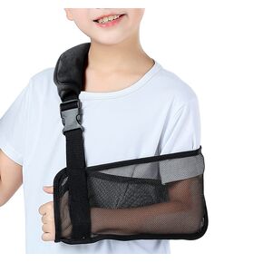 Mesh Kids Arm Sling Black for Shower Shoulder Immobilizer Brace Support for Broken Shoulder Elbow Arm Wrist Injury Children Pediatric Toddler Girls Boys left right, Kids L