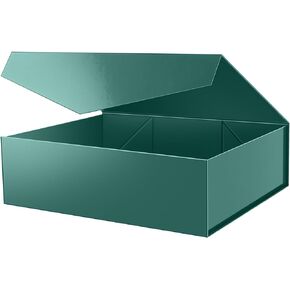 PACKHOME 16.3x14.2x5 Inches, Extra Large Gift Box with Lid, Gift Box for Clothes and Large Gifts (Glossy Green)