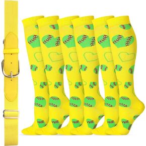 3 أزواج من جوارب البيسبول والحزام مجموعة كومبو من جوارب البيسبول اللينة مع حزام بيسبول مرن للشباب والكبار in Kuwait