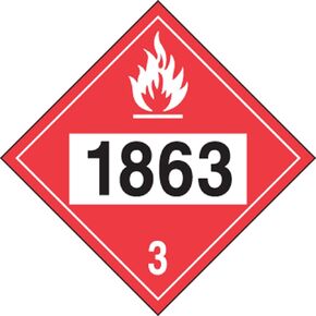 Accuform Signs MPL732VS1 Adhesive Vinyl 4-Digit DOT Placard, Hazard Class 3, Legend "1863" (Fuel, Aviation), 10-3/4" Length x 10-3/4" Width x 0.004" Thickness, Black/White on Red