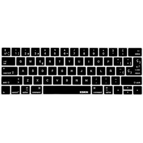 XSKN Spanish Language Silicone Keyboard Skin Cover for New MacBook Pro 13 (A2159 A1989 A1706) & for MacBook Pro 15 (A1990 A1707) Plus Touch Bar Sticker US EU Universal Layout (Black)