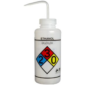SP Bel-Art Safety-Labeled 4-Color Ethanol Wide-Mouth Wash Bottles; 1000ml (32oz), Polyethylene w/Natural Polypropylene Cap (Pack of 4) (F11732-0019)