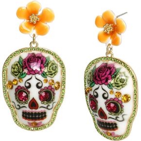 Betsey Johnson Womens Sugar Skull Drop Earrings