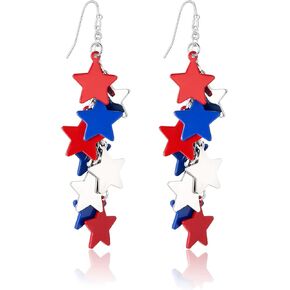 LILIE&WHITE Heart Ice Cream Stars Popsicle Dangle Earrings July 4th Earrings For Women 4th of July Outfits For Women Patriotic Earrings Red White Blue Accessories Chandelier Earrings Independence Jewelry Gift