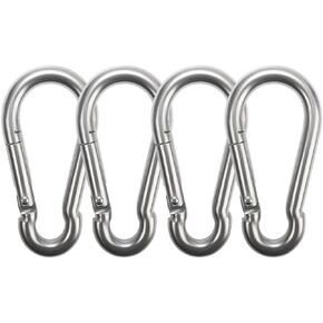 4pcs Stainless Steel Spring Snap Hook Carabiner - Heavy Duty 304 Stainless Steel Clips,for Fitness Accessories,Outdoor,Camping, 3.1" x 1.5 Inch