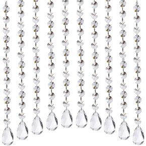 120 PCS Clear Acrylic Hanging Crystal beads Strings with Teardrop pendants Hanging Crystal Garland Strands Decorations for Centerpiece Christmas Tree Wedding Party