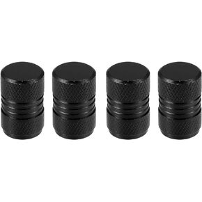 Motoforti Universal Tire Valve Stem Caps, Valve Stem Covers for Car SUV Bike Trucks Motorcycles, 17mm, Aluminum Alloy, Black, 4pcs