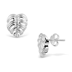 MadamLili Monstera Leaf Ear Studs - 925 Sterling Silver Tiny Tropical Exotic Leaves Jewelry - Botanical Floral Plant Garden Lovers Flower Jewelry