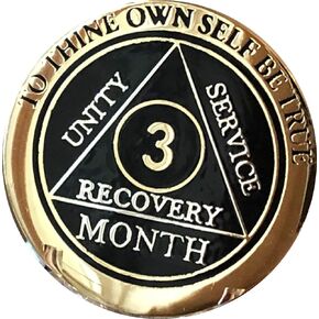 3 Month AA Medallion Elegant Black Gold and Silver Plated 90 Day Chip
