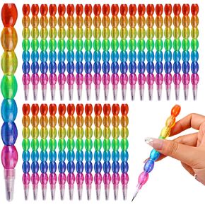 Stackable Pencils for Kids Party Favors, 32 Pieces, 7-in-1 Building Design, Bubble Shaped, Black Lead