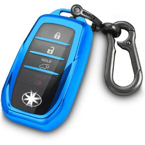 for Toyota Key fob Cover with Metal Keychain,Soft TPU Key case skin,compatible with 2023 2024 Venza Carrora Senna RAV4 Prime Sienna Land Cruiser Fortuner Remote smart Key,Black