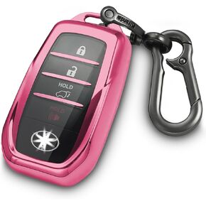 for Toyota Key fob Cover with Metal Keychain,Soft TPU Key case skin,compatible with 2023 2024 Venza Carrora Senna RAV4 Prime Sienna Land Cruiser Fortuner Remote smart Key,Black in Kuwait
