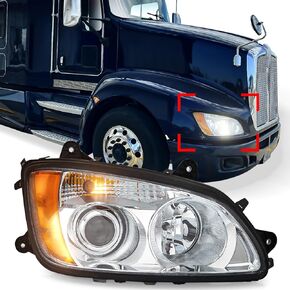 Headlights for 2008-2016 Kenworth T170 T270 T370 T440 T470 T660 T700,Headlamp Assembly Front with DOT Approved High and Low Beam Turn Signal Projector Replacement Left and Right(A Pair)