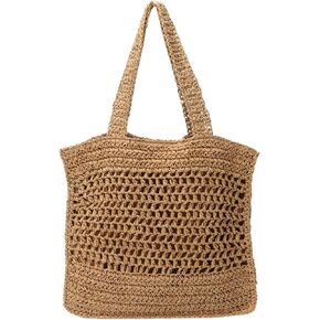 Straw Tote Bag for Women Casual Beach Purse Summer Large Woven Shoulder Handbag
