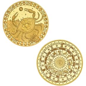 12 Constellation Challenge Coin,Aries/Taurus/Gemini/Cancer/Leo/Virgo/Libra/Scorpio/Sagittarius/Capricorn/Aquarius/Pisces Gold Plated Coin Collection