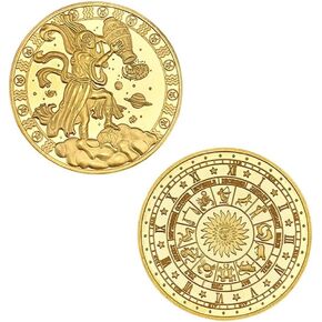 12 Constellation Challenge Coin,Aries/Taurus/Gemini/Cancer/Leo/Virgo/Libra/Scorpio/Sagittarius/Capricorn/Aquarius/Pisces Gold Plated Coin Collection