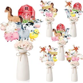 30 Pcs Farm Party Centerpiece for Tables Farm Animal Centerpiece Sticks Farm Themed Birthday Party Supplies Barnyard Table Toppers for Farm Baby Shower Decorations