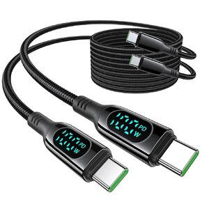 USB C Cable, DC01 Magnetic 100W/5A PD Fast Charging USB C to USB C Cable, LED Display Type C Charger Cable for iPhone 16/16 Pro/16 Pro Max, iPad Pro/Mini, MacBook Air/Pro, Kindle (3.3ft)