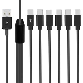 Poyiccot USB A to USB C Splitter Cable, Multi USB C Splitter Cable, 6 in 1 USB 2.0 Type A Male to 6 USB C Male Charging Cable, for USB Type-C Phone, Tablet, 5ft