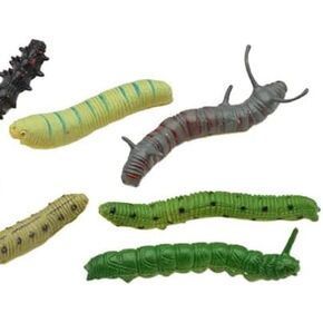 6Pcs Random Style Simulation Caterpillar Plastic Fake Worm Crawling Halloween Prank Toy Educational Learning Toys