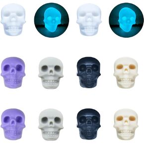 12 Pcs Knitting Needle Stoppers, Small Knitting Tip Protectors, Luminous Skeleton Head Knitting Needle Caps, Stitch Stoppers for Knitting Supplies Accessories fit Size 1.5-11 (2.5mm-8mm) Needles