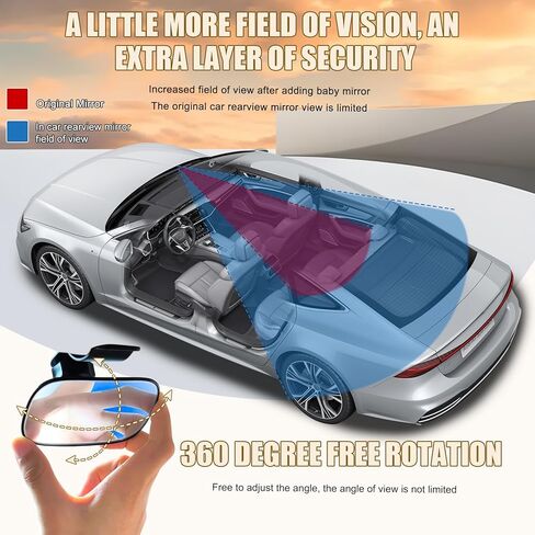 Automotive Car Interior Rearview Baby Mirror, 360 Degree Adjustable Wide-Angle Convex Rearview, Clip-On for Watching Rear Seat Passengers, Babies, Children, Elders, and Pets (Pack of 1) in Kuwait