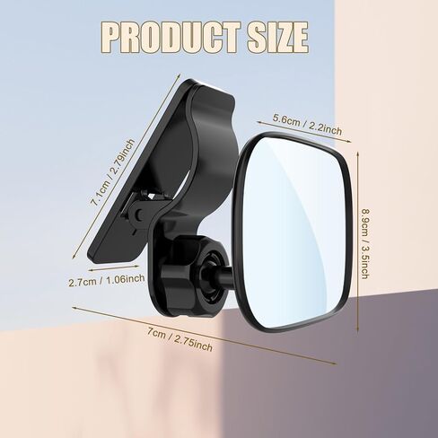 Automotive Car Interior Rearview Baby Mirror, 360 Degree Adjustable Wide-Angle Convex Rearview, Clip-On for Watching Rear Seat Passengers, Babies, Children, Elders, and Pets (Pack of 1) in Kuwait
