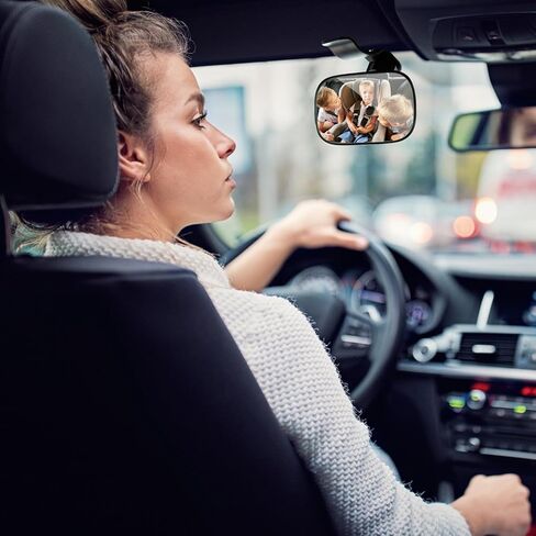 Automotive Car Interior Rearview Baby Mirror, 360 Degree Adjustable Wide-Angle Convex Rearview, Clip-On for Watching Rear Seat Passengers, Babies, Children, Elders, and Pets (Pack of 1) in Kuwait
