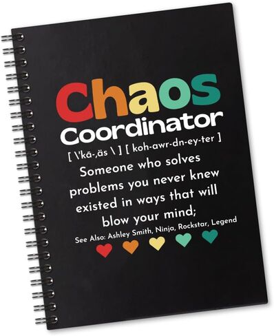 Chaos Coordinator 160 Blank Pages Spiral Notebook, Appreciation Gift for Boss Lady Manager Supervisor Secretary Teacher Nurse Mom, Farewell Gift for Coworker, Chaos Coordinator Gifts for Women in Kuwait