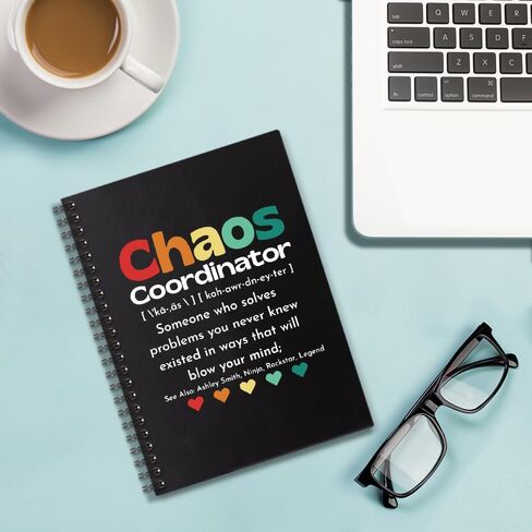 Chaos Coordinator 160 Blank Pages Spiral Notebook, Appreciation Gift for Boss Lady Manager Supervisor Secretary Teacher Nurse Mom, Farewell Gift for Coworker, Chaos Coordinator Gifts for Women in Kuwait
