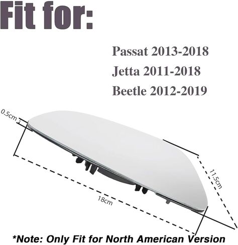 Right Passenger Side Heated Mirror Glass Compatible with Passat 2013-2018, Jetta 2011-2018, Beetle 2012-2019 Replace#: 3C8 857 522 in Saudi Arabia