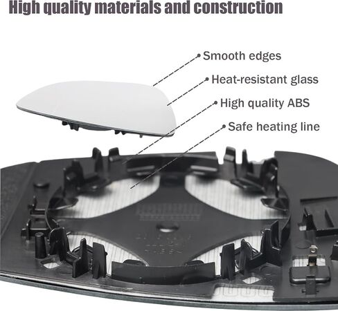 Right Passenger Side Heated Mirror Glass Compatible with Passat 2013-2018, Jetta 2011-2018, Beetle 2012-2019 Replace#: 3C8 857 522 in Saudi Arabia