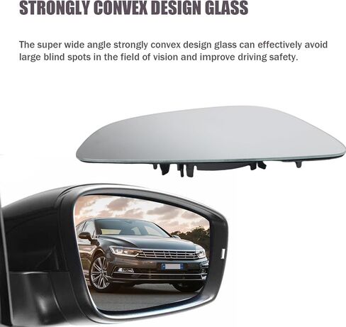 Right Passenger Side Heated Mirror Glass Compatible with Passat 2013-2018, Jetta 2011-2018, Beetle 2012-2019 Replace#: 3C8 857 522 in Saudi Arabia