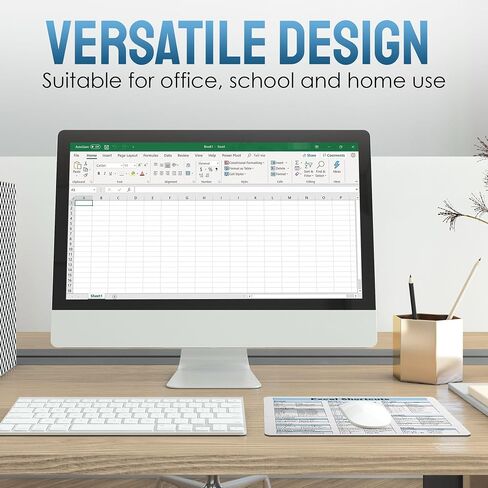 لوحة ماوس Excel Shortcuts - 7.75 × 9.25 × 0.2 بوصة - 66 أمرًا - أداة الإنتاجية المثالية - دليل مرجعي سهل للتنقل الفعال في Excel (أسود) in Saudi Arabia
