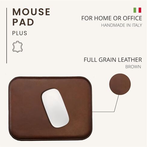 Maruse Italian Leather Mouse Pad for Home or Office Desktop, Handmade in Italy, Brown in Saudi Arabia