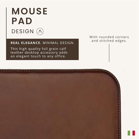 Maruse Italian Leather Mouse Pad for Home or Office Desktop, Handmade in Italy, Brown in Saudi Arabia