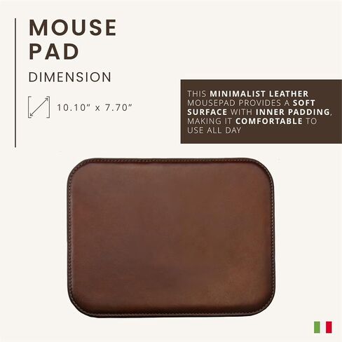 Maruse Italian Leather Mouse Pad for Home or Office Desktop, Handmade in Italy, Brown in Saudi Arabia