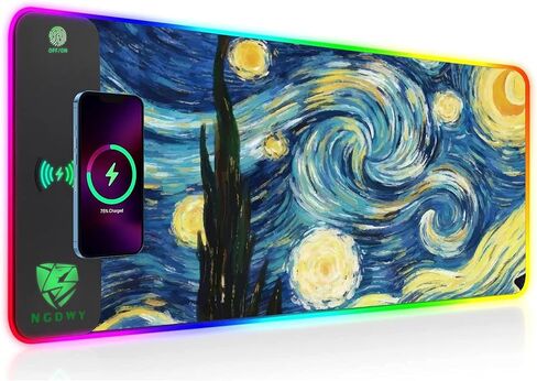 Wireless Charging RGB Gaming Mouse Pad 15W -800x300x4MM-Fast Charging, Ultra-Smooth Surface, Non-Slip Base, 13 Light Modes - Ultimate RGB Mouse Pad for Gamers - Large Mouse Pad Gaming Mat in Saudi Arabia