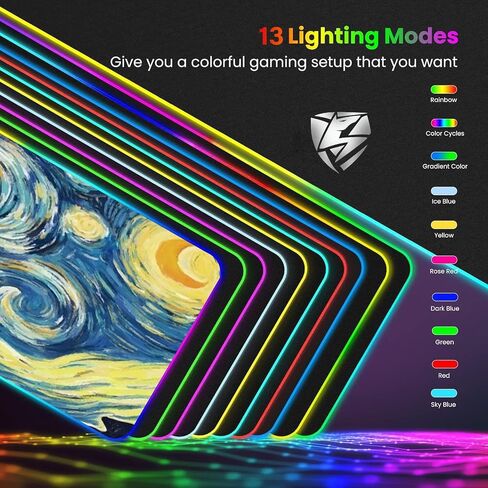 Wireless Charging RGB Gaming Mouse Pad 15W -800x300x4MM-Fast Charging, Ultra-Smooth Surface, Non-Slip Base, 13 Light Modes - Ultimate RGB Mouse Pad for Gamers - Large Mouse Pad Gaming Mat in Saudi Arabia