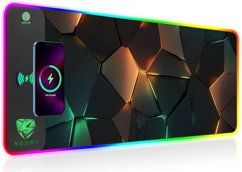 Wireless Charging RGB Gaming Mouse Pad 15W -800x300x4MM-Fast Charging, Ultra-Smooth Surface, Non-Slip Base, 13 Light Modes - Ultimate RGB Mouse Pad for Gamers - Large Mouse Pad Gaming Mat in Saudi Arabia