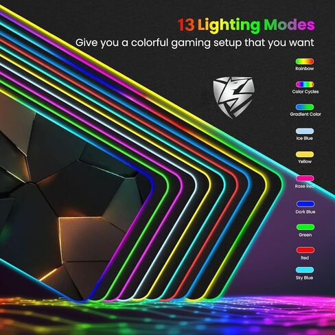 Wireless Charging RGB Gaming Mouse Pad 15W -800x300x4MM-Fast Charging, Ultra-Smooth Surface, Non-Slip Base, 13 Light Modes - Ultimate RGB Mouse Pad for Gamers - Large Mouse Pad Gaming Mat in Saudi Arabia
