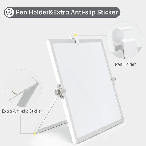 Dry Erase White Board, 10inX10in Magnetic Desktop Whiteboard with Stand, 10 Markers, 4 Magnets, 1 Eraser, Portable Double-Sided White Board Easel for Office, Home, School, Kids Drawing, Memo in Saudi Arabia