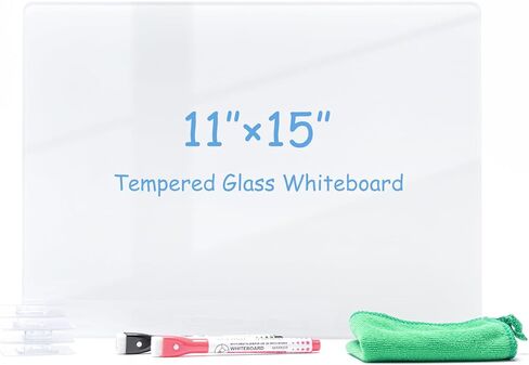 سبورة بيضاء زجاجية من ARCOBIS للجدار، خالية من اللكمات مقاس 11 بوصة × 15 بوصة، لوحة مسح جافة صغيرة من الزجاج المقسى، لوحة بيضاء زجاجية بدون إطار معلقة غير مغناطيسية للمكتب والمنزل والمدرسة in Kuwait