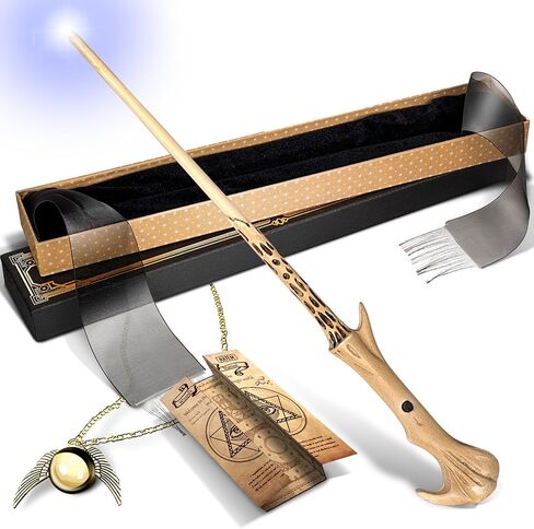 Natem Light Up Wizard Wand, Rechargeable Lighting Witch Wands, Illuminating Magic Witches Staff Wand for Cosplay Accessories with Necklace for Halloween Birthday Party Gift (Fidelity) in Saudi Arabia