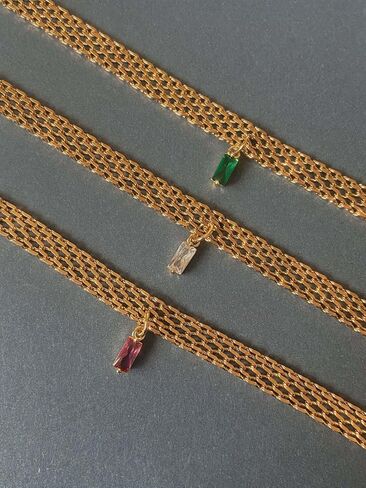 French Collar Necklace Gold Wide Flat Chain Titanium Steel Plated 18K Gold Necklace INS Minimalist and Sweet Cool Style White Rose Red Green Zircon Woven Choker Chain in Saudi Arabia