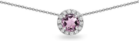 B. BRILLIANT Sterling Silver Genuine or Synthetic Gemstone Round Halo Slide Short Choker Necklace for Girls Women Bridesmaids in Saudi Arabia