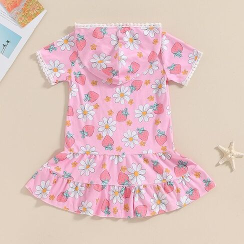 Hoanselay Kids Toddler Little Girl Swim Cover Up Towel Terry Swimsuit Wraps Zip Up Bathing Suit Robe Pool Beach Coverup in Saudi Arabia